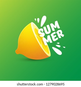vector creative summer label or icon green background with lights. Summer fun concept background with fresh lemon