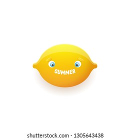 vector creative summer label or icon isolated on white background . Summer fun concept background with fresh lemon