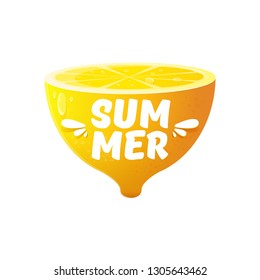 vector creative summer label or icon isolated on white background . Summer fun concept background with fresh lemon