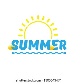 vector creative summer label or icon isolated on white background . Summer fun concept background with fresh lemon