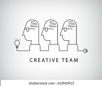 Vector creative team, working group logo, linear, social net icon. 