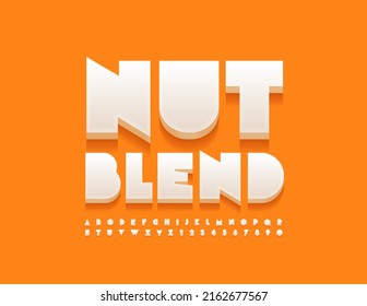 Vector creative template Nut Blend with Abstract style Font. White modern Alphabet Letters and Numbers set