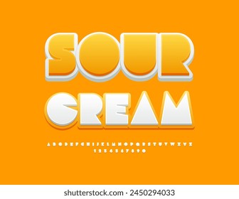 Vector creative template Sur Cream. Big bright Font. Abstract style Alphabet Letters and Numbers set