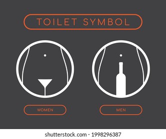 Vector creative toilet wc icon design. Women and men. Isolated on gray background.