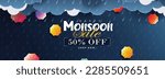vector creative typography illustration,banner  Monsoon season.