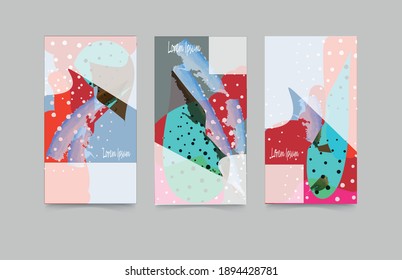 Tarjetas florales de arte universal creativas vectoriales. Diseño gráfico de moda para banner, afiche, portada, invitación, afiche, folleto, cabecera