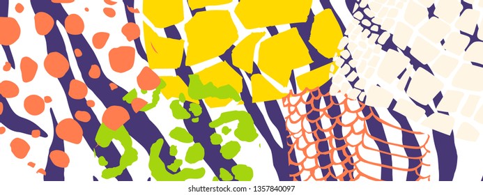 Vector creative universal header  with animal skin elements.