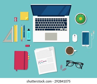 Vector Creative Workspace Stock Vector (Royalty Free) 292841075 ...