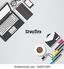 Vector Creative Workspace. Business concept. Vector illustration. Copy space.
