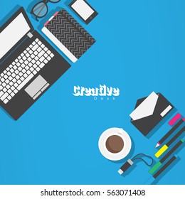 Vector Creative Workspace. Business concept. Vector illustration. Copy space.