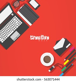 Vector Creative Workspace. Business concept. Vector illustration. Copy space.