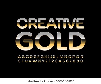 Vector Creativel Golden Font. Elegant Alphabet Letters and Numbers.