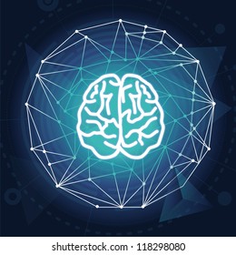 Vector creativity concept - brain illustration on blue background