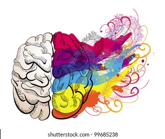 vector creativity concept - brain illustration