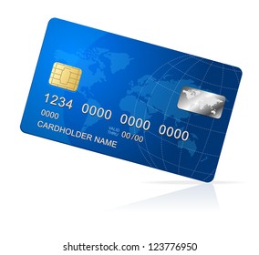 Vector Credit Card blue icon Isolated on white