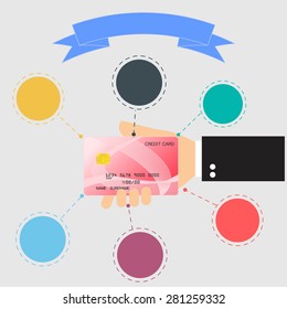 Vector credit card concept for Business, Infographic.  