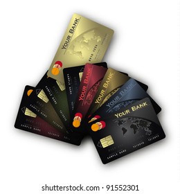 vector Credit card fan horizontal gold