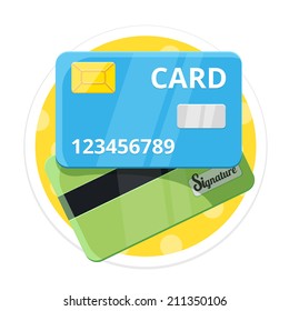 Vector Credit Card Flat Round Icon