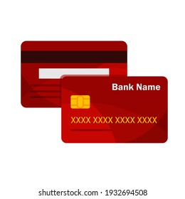 Vector credit card front and back view. Bank cards template. Online payment. Cash withdrawal.