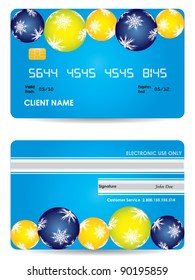 Vector credit card, front and back view - christmas edition