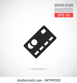 Vector credit card icon. Black icon. Modern flat design vector illustration, quality concept for web banners, web and mobile applications, infographics. Vector icon isolated on gradient background