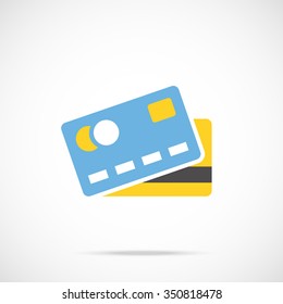 Vector credit card icon. Flat credit card icon. Flat design vector illustration concept for web banner,web and mobile application. Credit card icon graphic. Vector icon isolated on gradient background