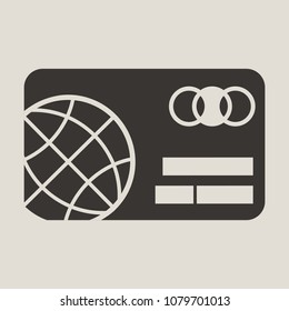 Vector Credit Card Icon with globe image in flat style