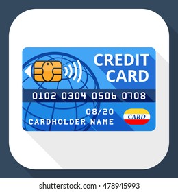 Vector Credit Card icon with long shadow