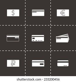 Vector credit card icons set on black background