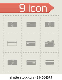 Vector credit card icons set on grey background