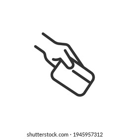 Icono de línea de tarjeta de crédito del vector. Símbolo con estilo de contorno de moda. Ilustración vectorial aislada en un fondo blanco. 