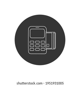 Icono blanco de la línea de la máquina de tarjeta de crédito del vector