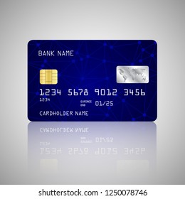 Vector credit card with net and dots on blue background. Vector illustration design EPS10