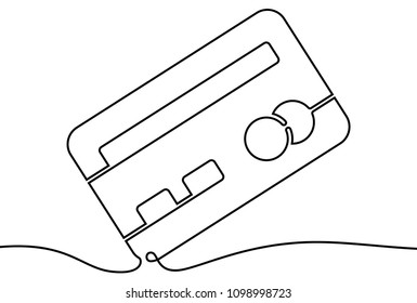 Vector credit card. One line style illustration