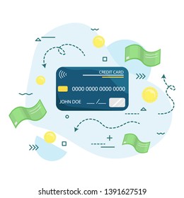 Vector credit card. Payment. Wireless. Modern technology. Flat vector illustration
