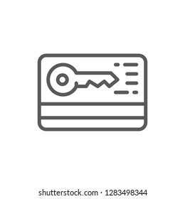 Vector credit card with security key line icon. Symbol and sign illustration design. Isolated on white background