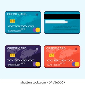 Vector Credit Card two sides. Flat style