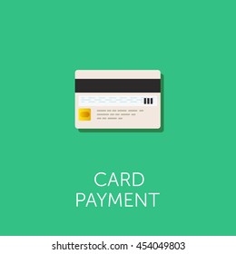 Vector Credit Cards Icon. Reverse side of the bank card with magnetic stripe and CVC code. Card payment illustration. Flat style design