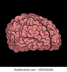 Vector creepy colorful body part. Нorror art of brain for scary design, print, poster, cover, sticker, packing. Spooky illustration for horror festival, party invitation, Halloween design.