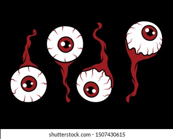 Vector creepy colorful body parts. Нorror art of eyeballs for scary design, print, poster, cover, sticker, packing, label. Spooky illustration for horror festival, party invitation, Halloween design.