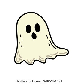 Vector of a creepy Ghost for Halloween. Cute illustrations on white background. Design elements for logo, badges, banners, labels, posters