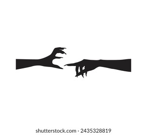 Vector creepy zombie hands silhouette lambs stick out of graveyard ground 