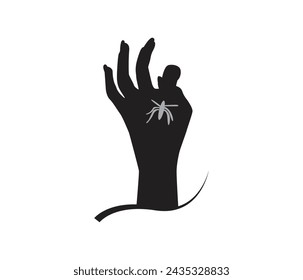 Vector creepy zombie hands silhouette lambs stick out of graveyard ground 