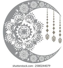 vector crescent flower Decorative illustrations in boho style ethnic symbols For Ramadan Kareem concept
Beautiful chandelier