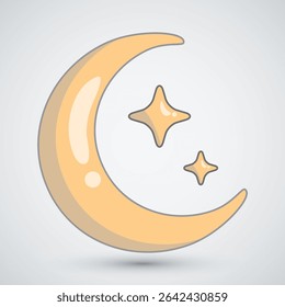 Vector Crescent Moon Cartoon Style Illustration
