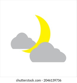 vector crescent moon covered by clouds