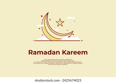 vector crescent moon in flat style welcoming ramadan. vector illustration. Ramadan background. Can be used for wallpaper, background, and invitation cards