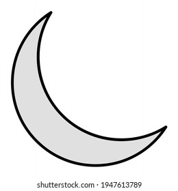 Vector Crescent Moon Outline Icon Design
