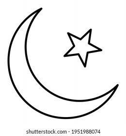 Vector Crescent Moon Outline Icon Design
