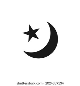 vector crescent moon and star above it